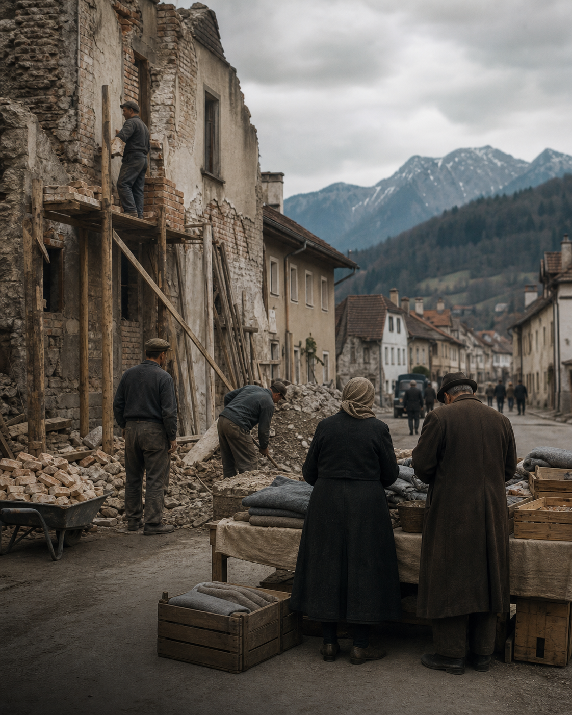 Wiederaufbau in einer oberbayerischen Stadt nach dem Zweiten Weltkrieg