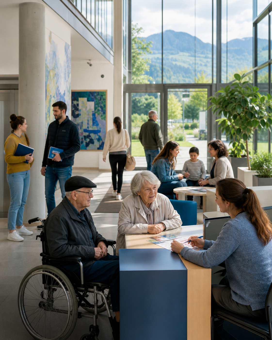 Modernes Beratungsumfeld mit Menschen verschiedener Generationen in Oberbayern